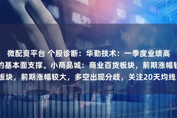 微配资平台 个股诊断：华勤技术：一季度业绩高速增长，具备震荡上行的基本面支撑。小商品城：商业百货板块，前期涨幅较大，多空出现分歧，关注20天均线（徐习瑶）