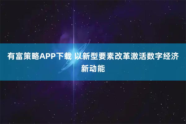 有富策略APP下载 以新型要素改革激活数字经济新动能